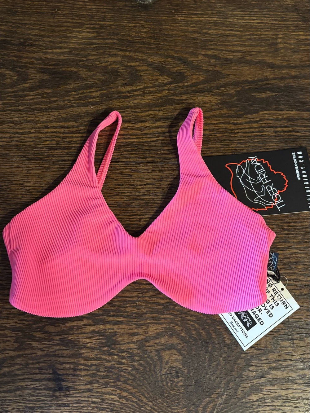 Tigerlily Pink Ribbed V-Neck Ruth Bralette